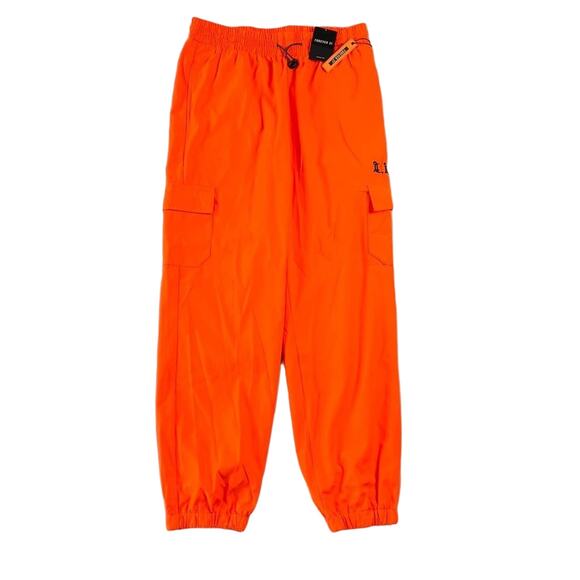 Forever 21 Pants - Forever 21 NWT Women's Large Neon Orange Cargo Joggers Swishy Pants Festival